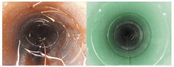 vorher nachher Grabenlose Rohrsanierung