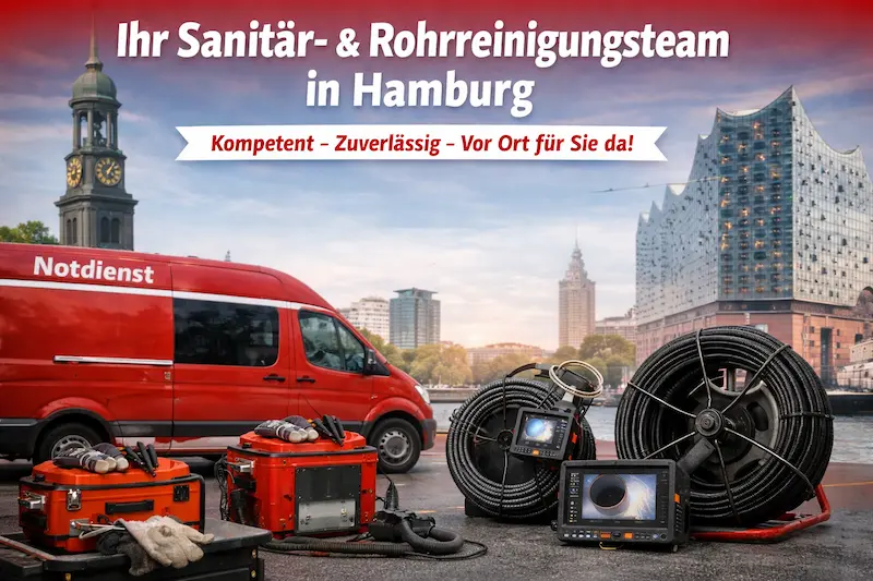 Professionelle Ausrüstung eines Hamburger Sanitär- und Rohrreinigungsbetriebs